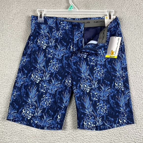 Jack Nicklaus Golf Performance Chino Shorts Men's 30 Blue Floral New - Picture 1 of 10